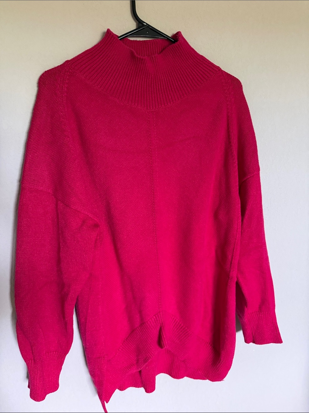 Maeve Hot Pink Mock Neck Sweater